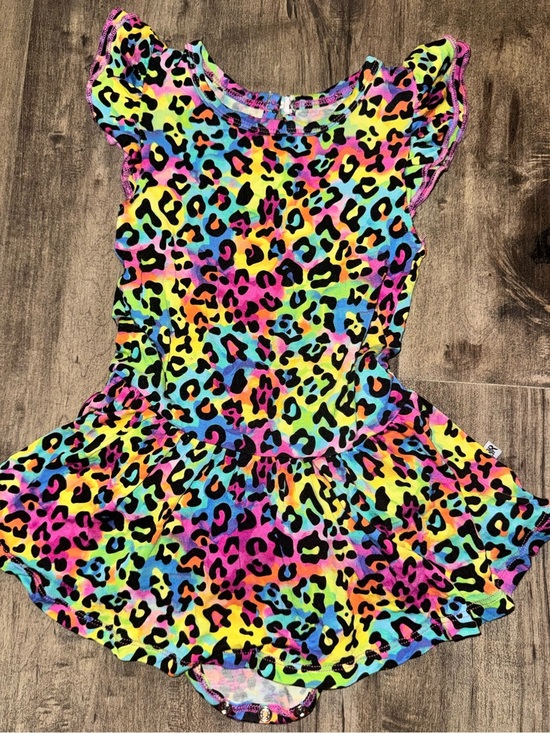 Bums and Roses Other - Bums & Roses Rainbow Leopard Ruffle Butt Twirl Dress Romper 18-24M